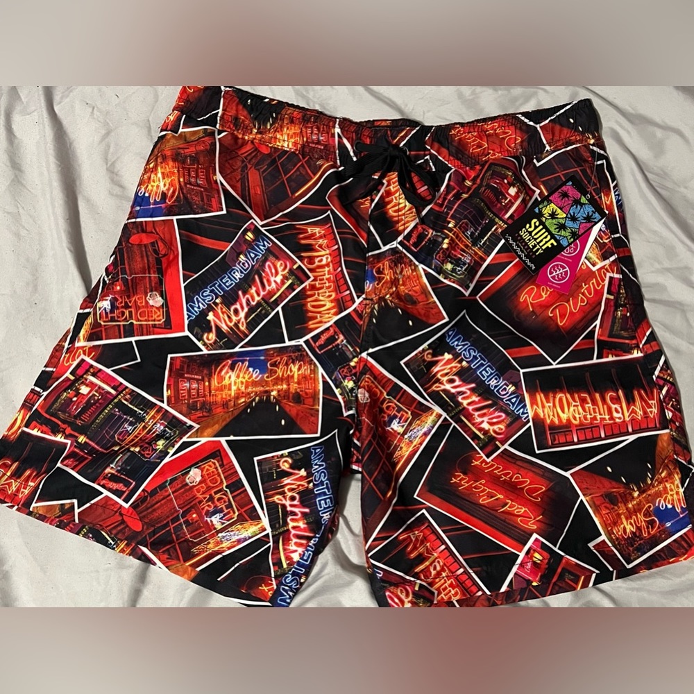 Surf Society Men’s Amsterdam Print Swim Trunks L